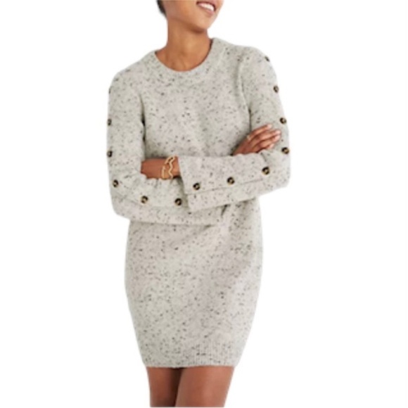 Madewell Dresses & Skirts - Madewell donegal button sleeve sweater dress | size large